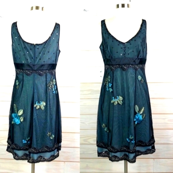 ADRIANNA PAPELL EMBROIDERED DRESS, GEORGEOUS! - Picture 4 of 5